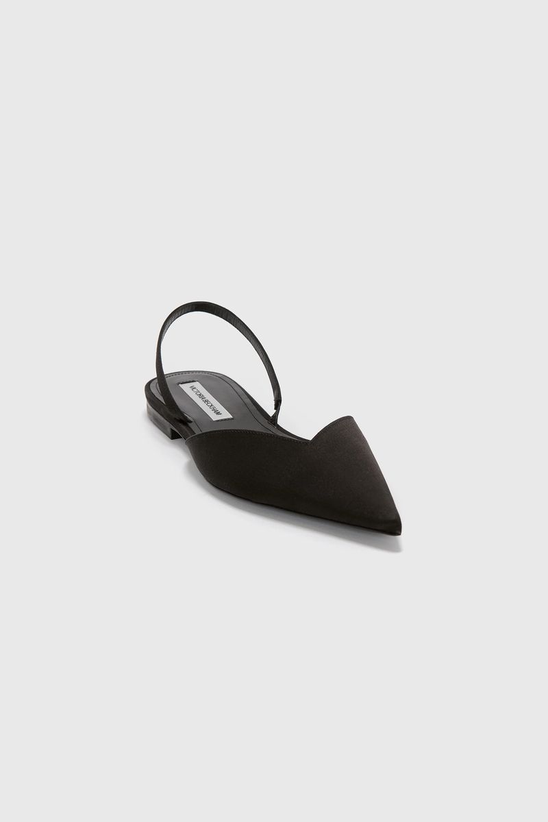 Satin-Slingback-Flats mit spitzer Kappe
