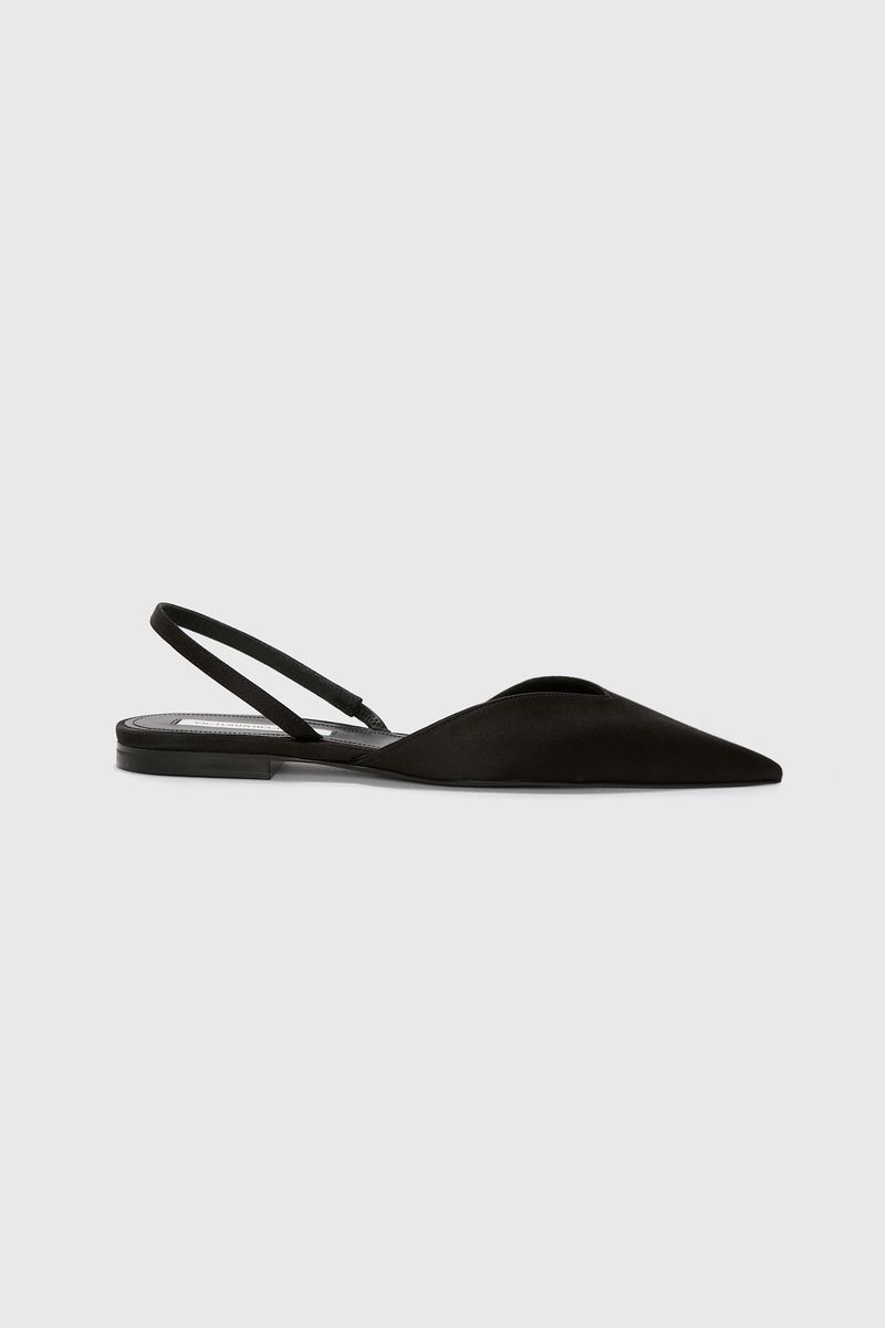 Satin-Slingback-Flats mit spitzer Kappe