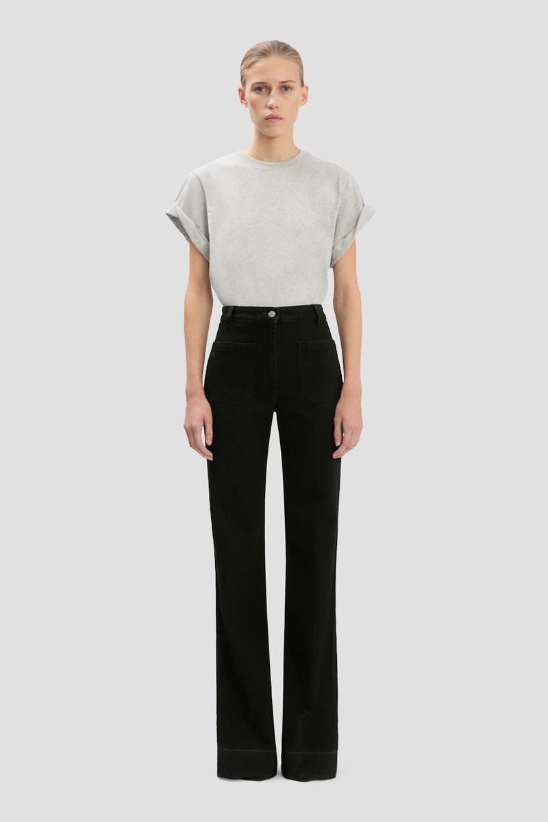 Hochtaillierte Jeans mit weitem Bein