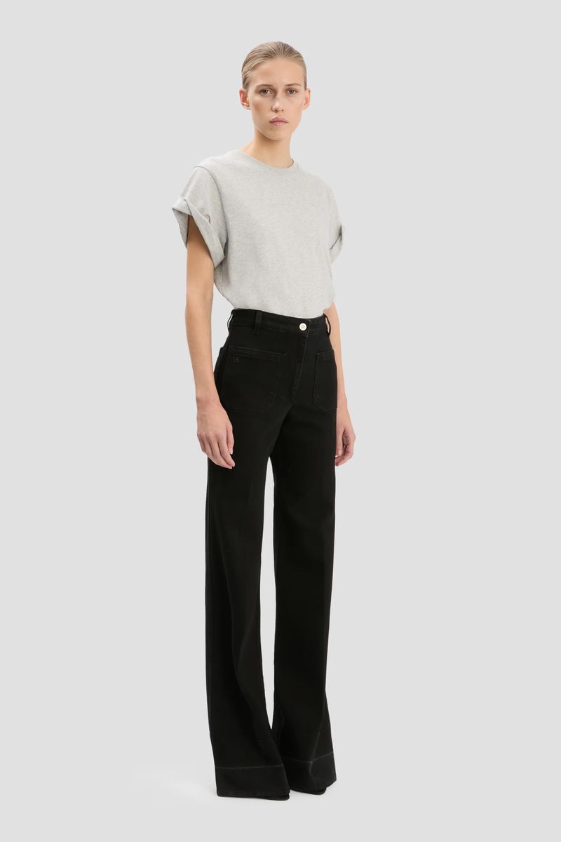 Hochtaillierte Jeans mit weitem Bein