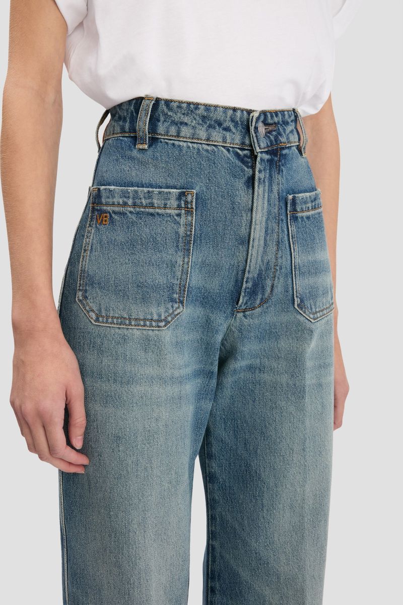 Hochtaillierte Jeans mit weitem Bein