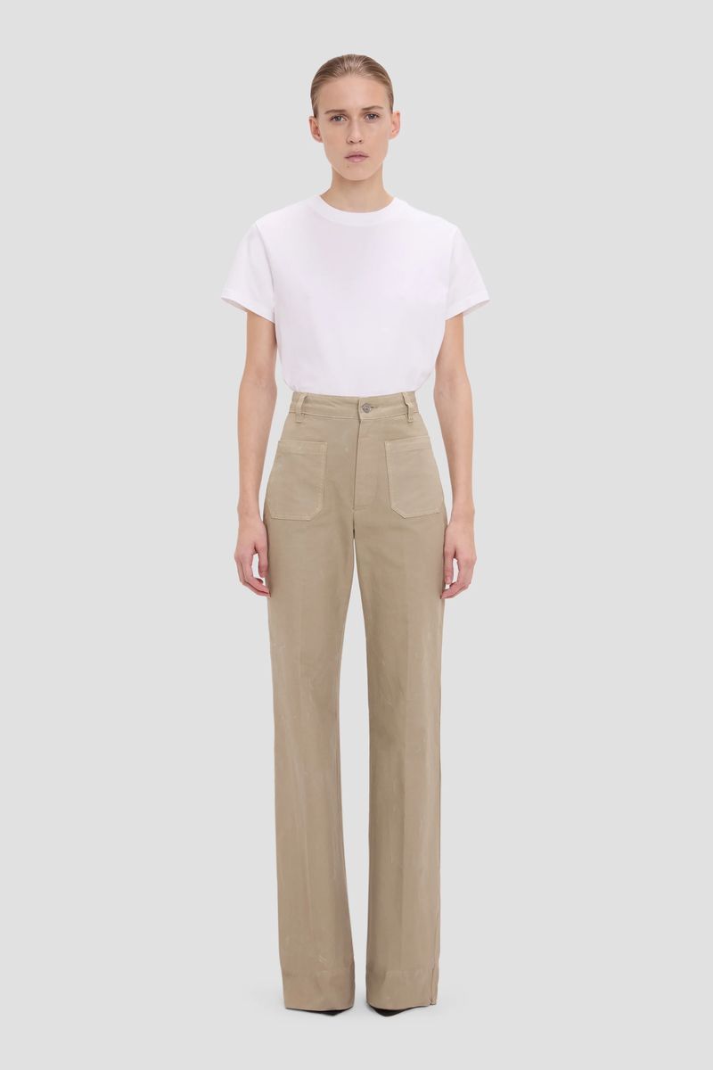 Hochgeschnittene Wide-Leg Jeans mit Patch-Taschen
