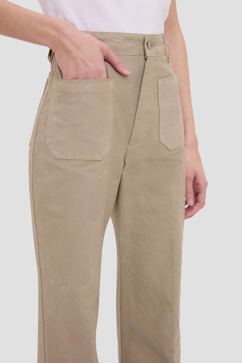 Hochgeschnittene Wide-Leg Jeans mit Patch-Taschen
