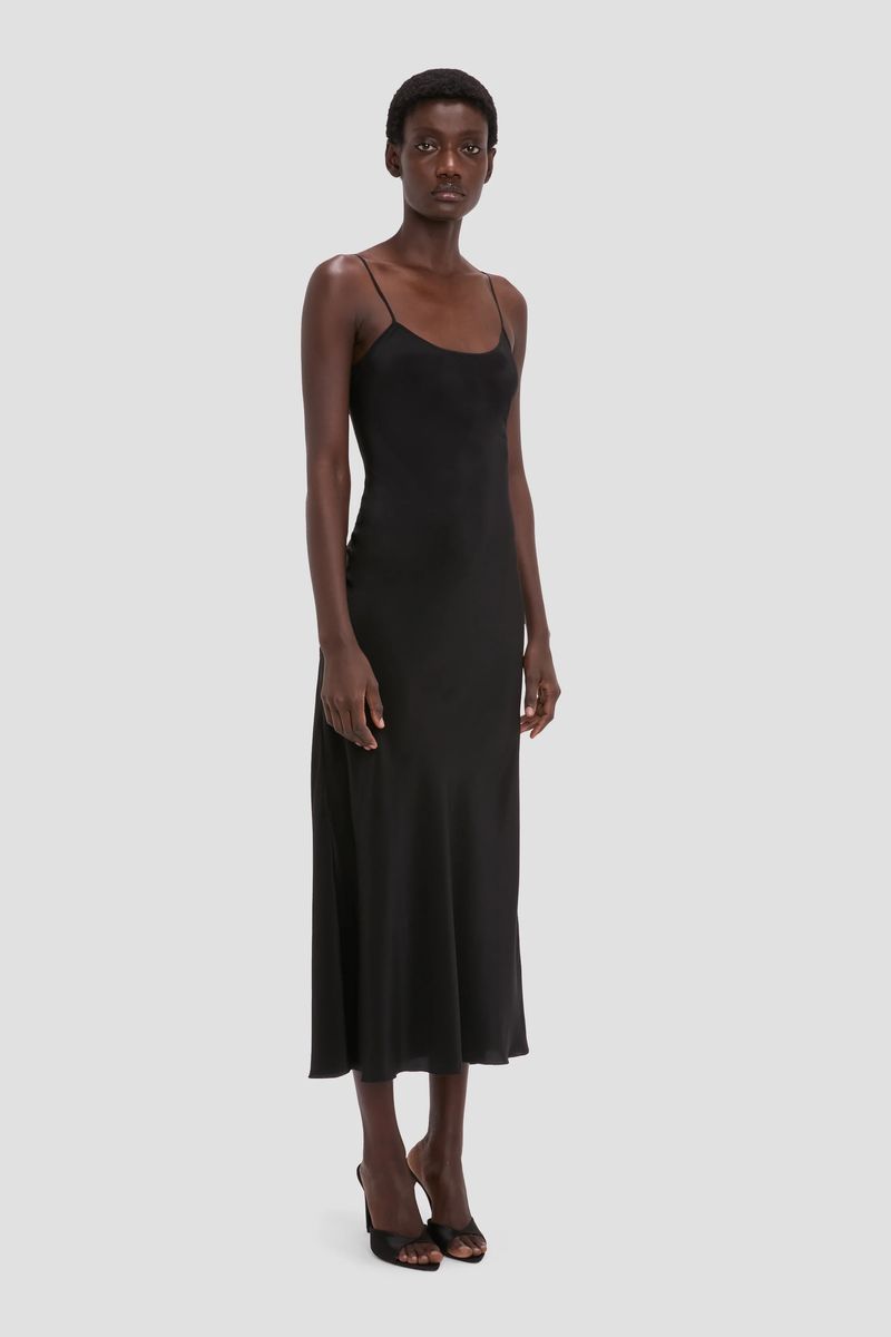 Minimalistisches Seiden-Slipp-Midikleid
