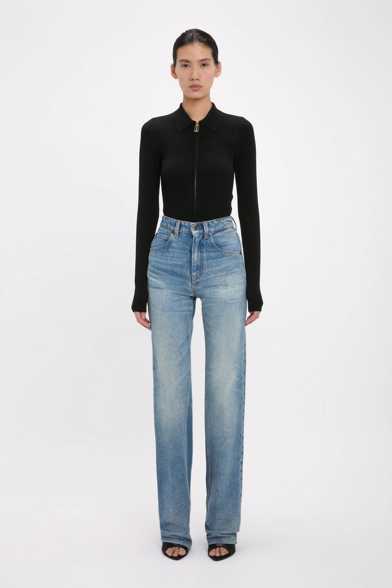 High-Waist-Jeans mit geradem Bein