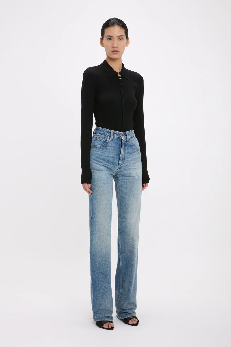 High-Waist-Jeans mit geradem Bein