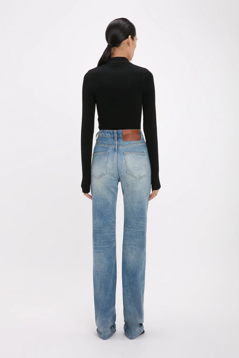 High-Waist-Jeans mit geradem Bein