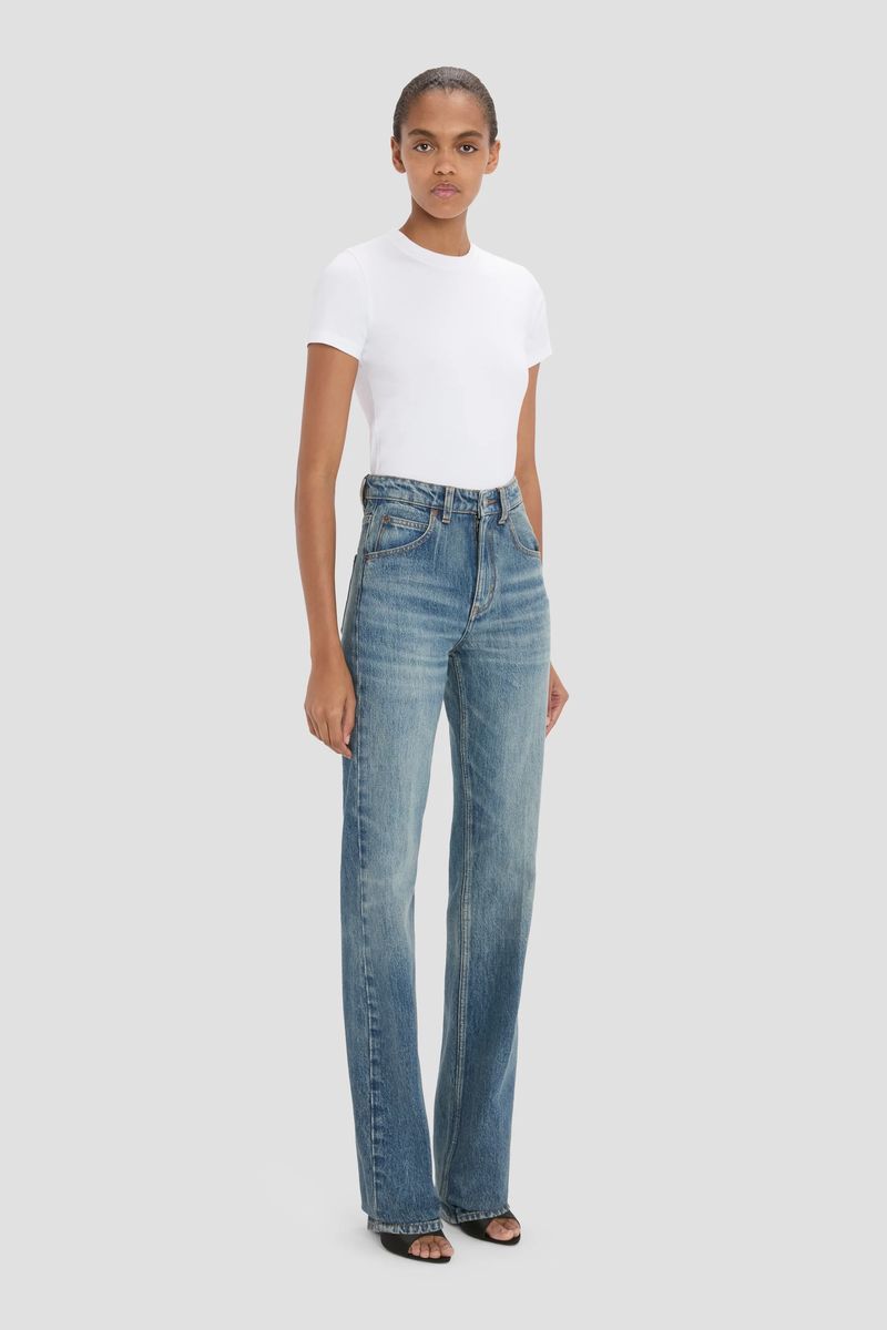 High-Waist-Jeans mit geradem Bein