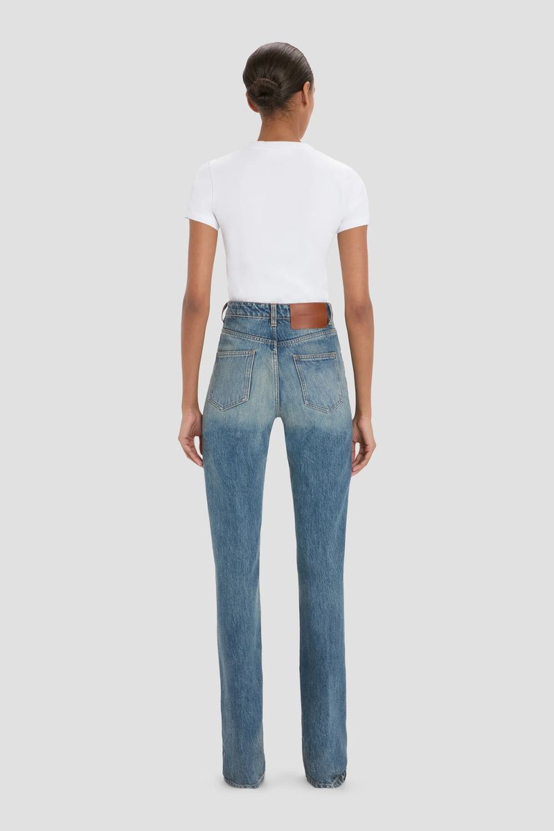 High-Waist-Jeans mit geradem Bein
