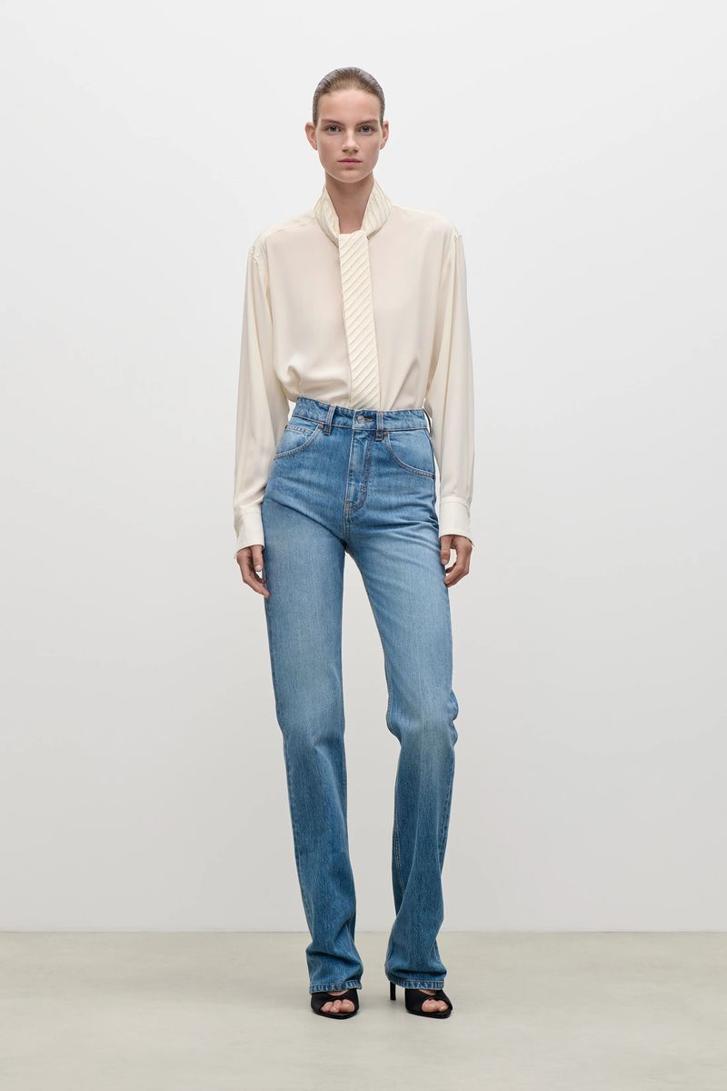High-Waist-Jeans mit geradem Bein