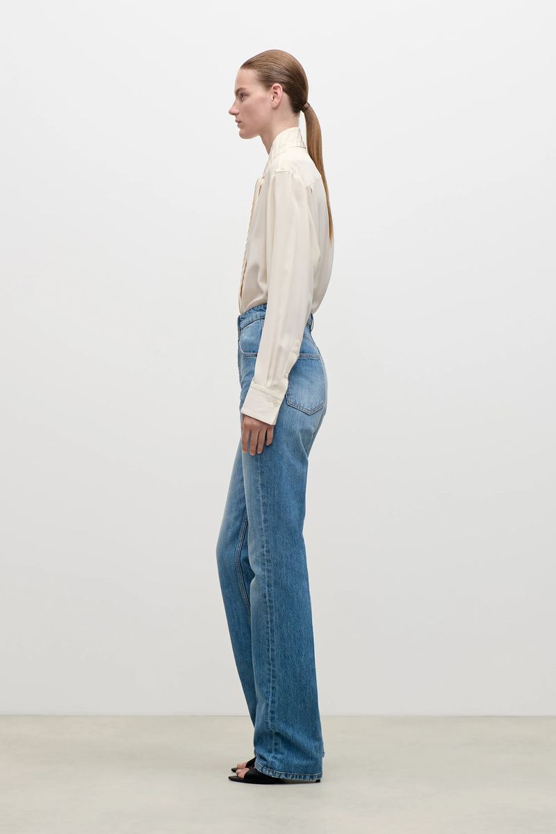 High-Waist-Jeans mit geradem Bein