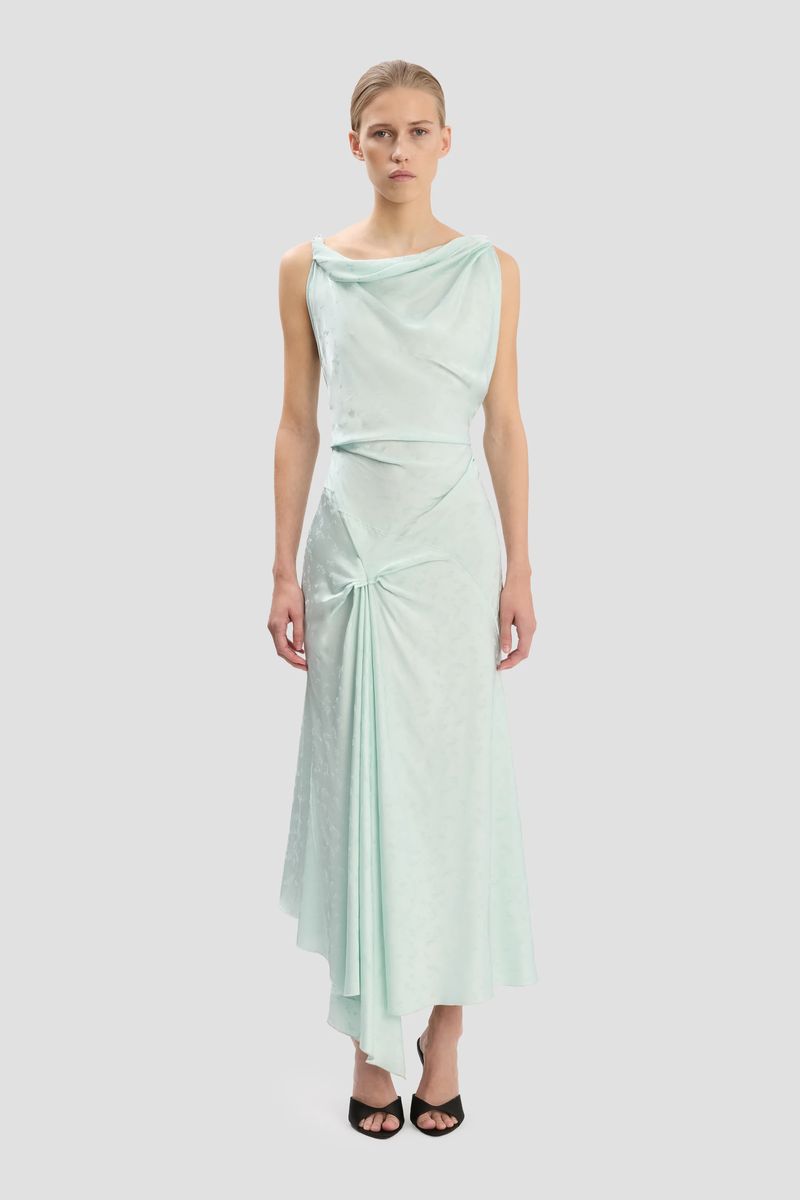Drapiertes Jacquard-Midikleid