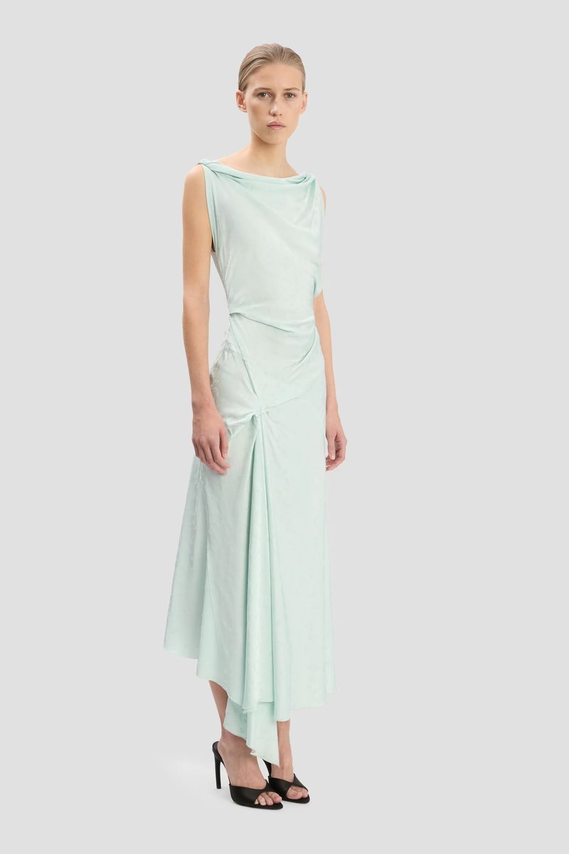 Drapiertes Jacquard-Midikleid
