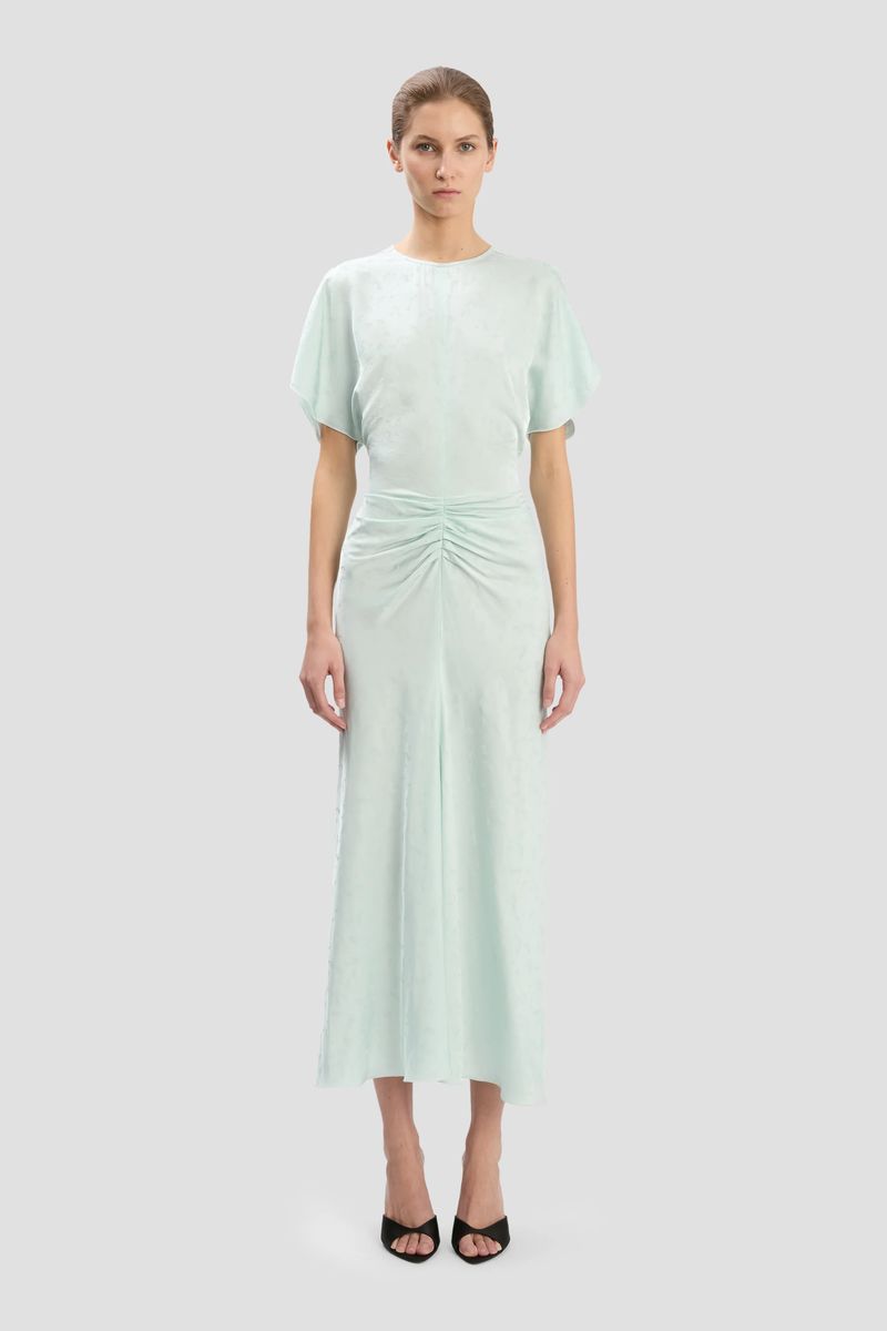 Jacquard-Midi mit geraffter Front
