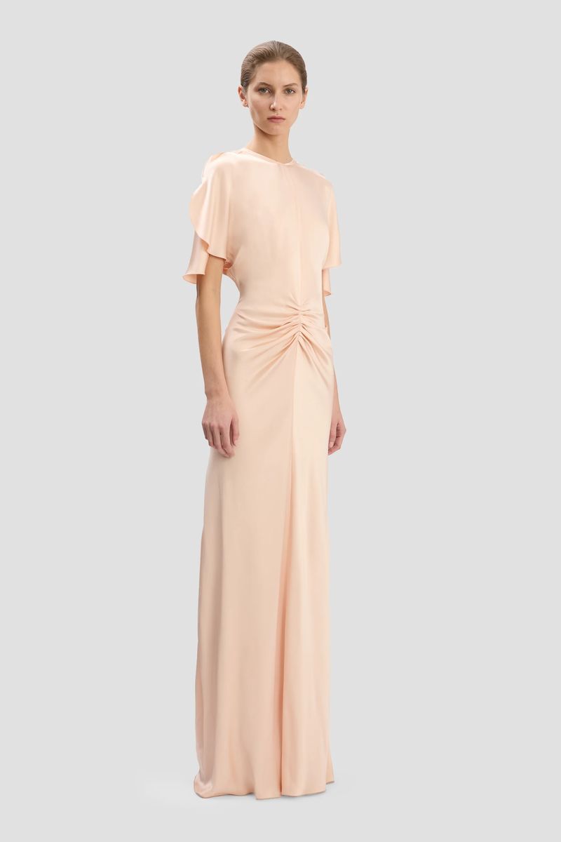 Elegante drapierte Satin-Abendrobe Isabella