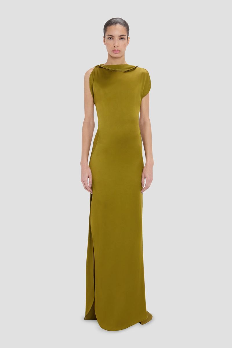 Elegantes Drapiertes Satin Abendkleid