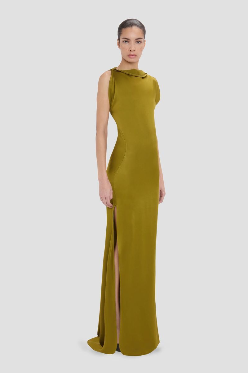 Elegantes Drapiertes Satin Abendkleid