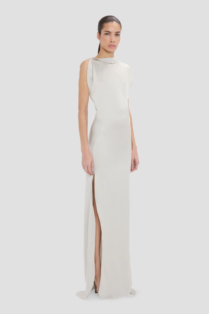 Carla Drapierte Crepe-Satin-Robe