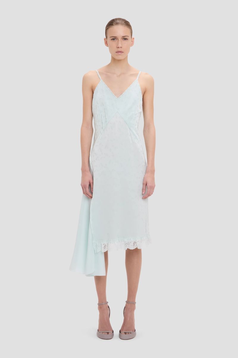 Elegantes Jacquard-Cami-Kleid mit asymmetrischem Saum