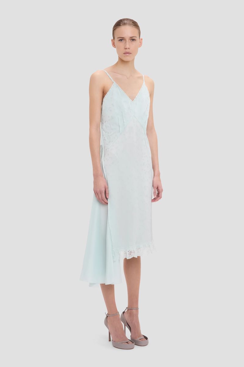 Elegantes Jacquard-Cami-Kleid mit asymmetrischem Saum