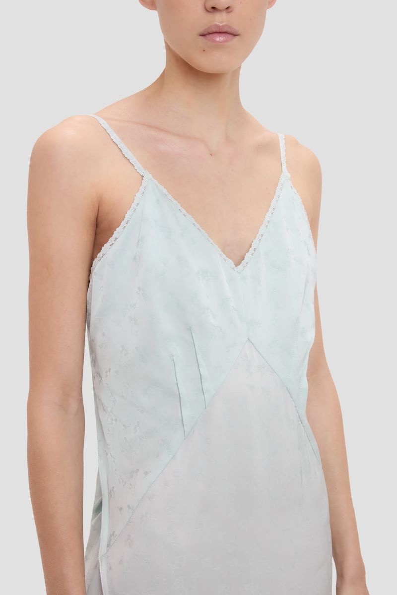 Elegantes Jacquard-Cami-Kleid mit asymmetrischem Saum