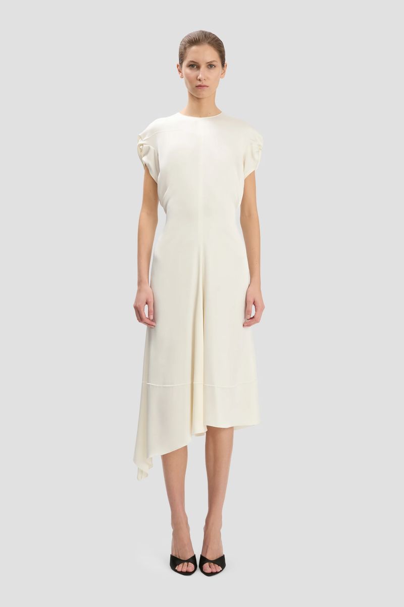 Asymmetrisches Satin-Midikleid mit Knotendetails