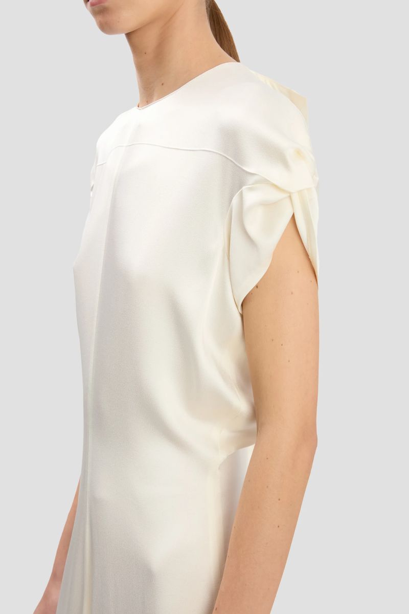 Asymmetrisches Satin-Midikleid mit Knotendetails