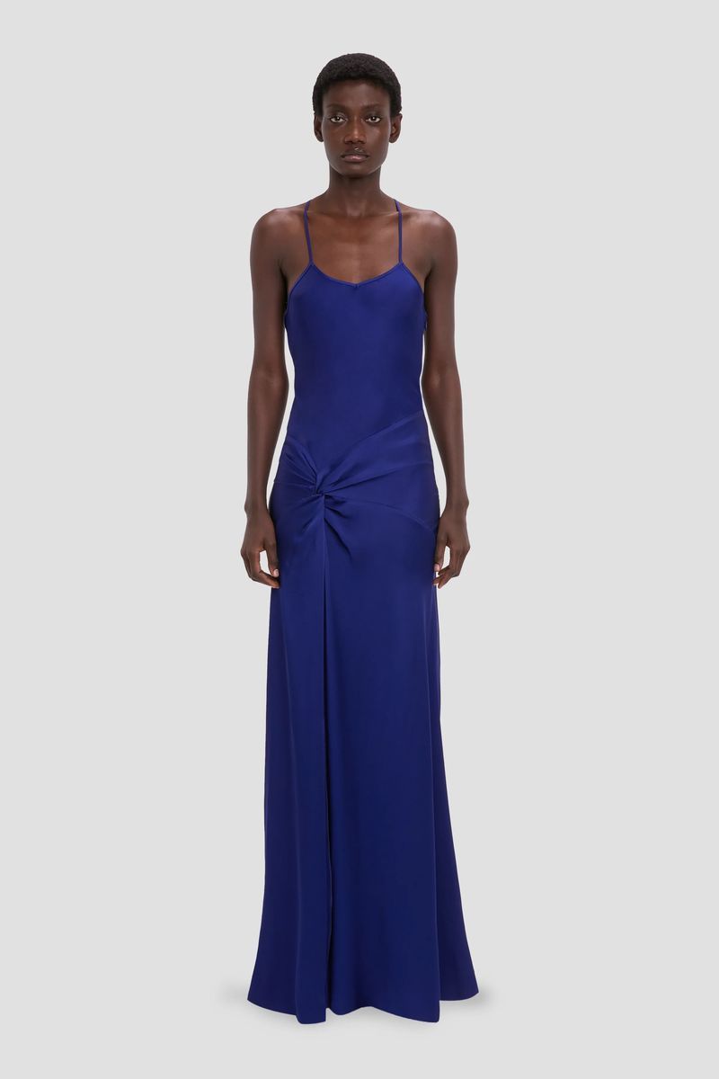 Drapiertes Satin-Camisole-Kleid mit Knoten