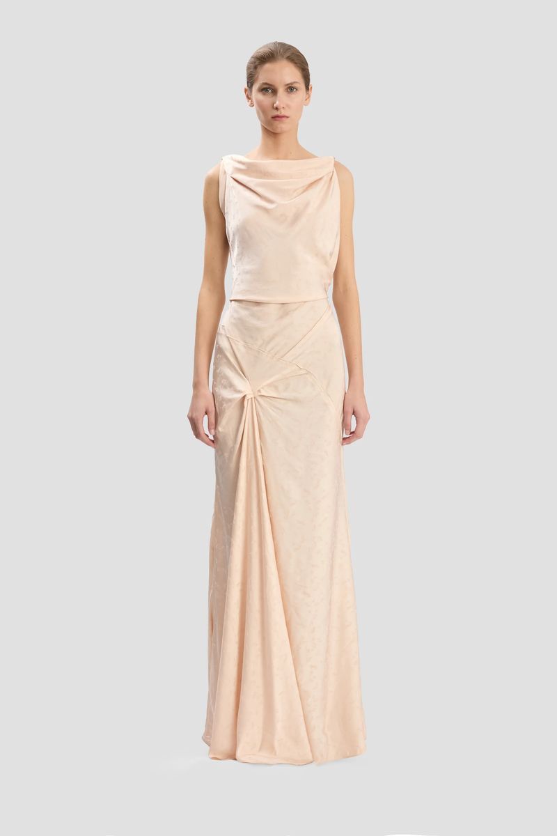 Elegante Abendrobe mit Jacquard-Drapierung