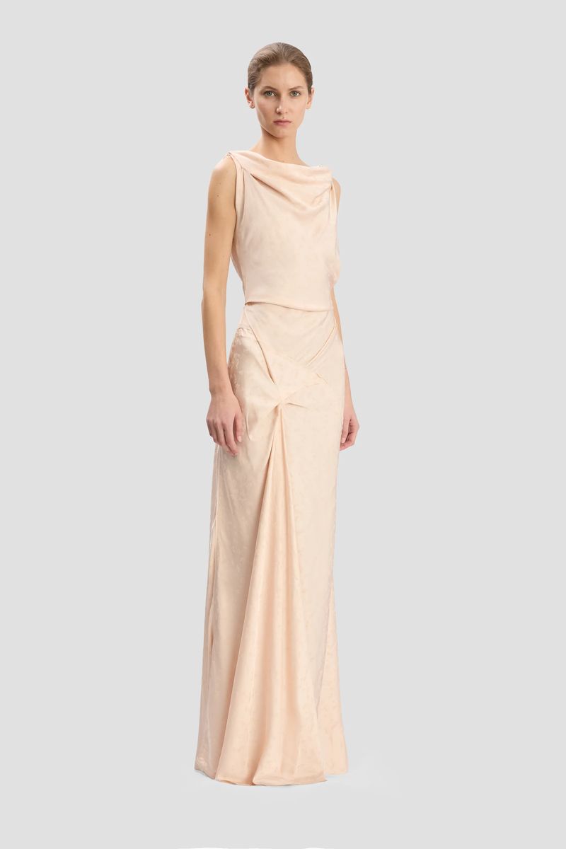 Elegante Abendrobe mit Jacquard-Drapierung