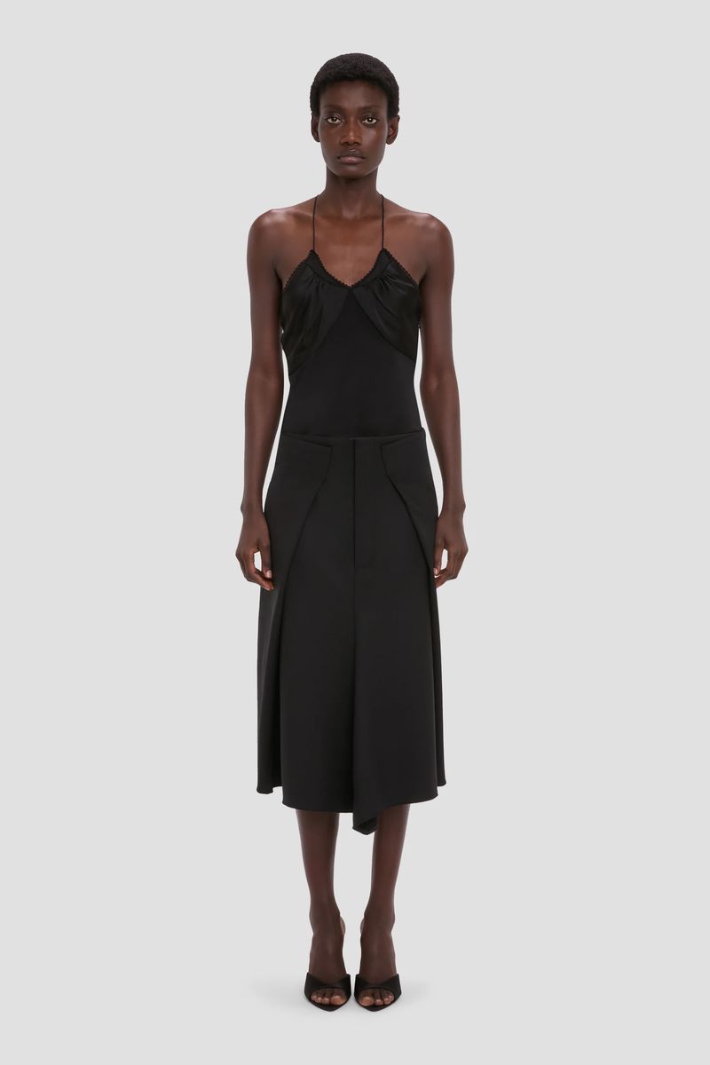 Asymmetrischer taillierter Woll-Midi