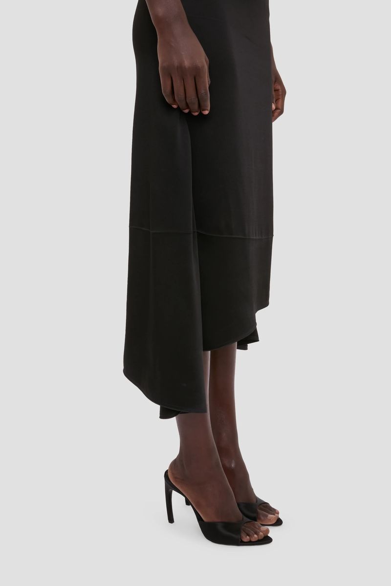 Asymmetrischer Midi-Rock aus Krepp-Satin