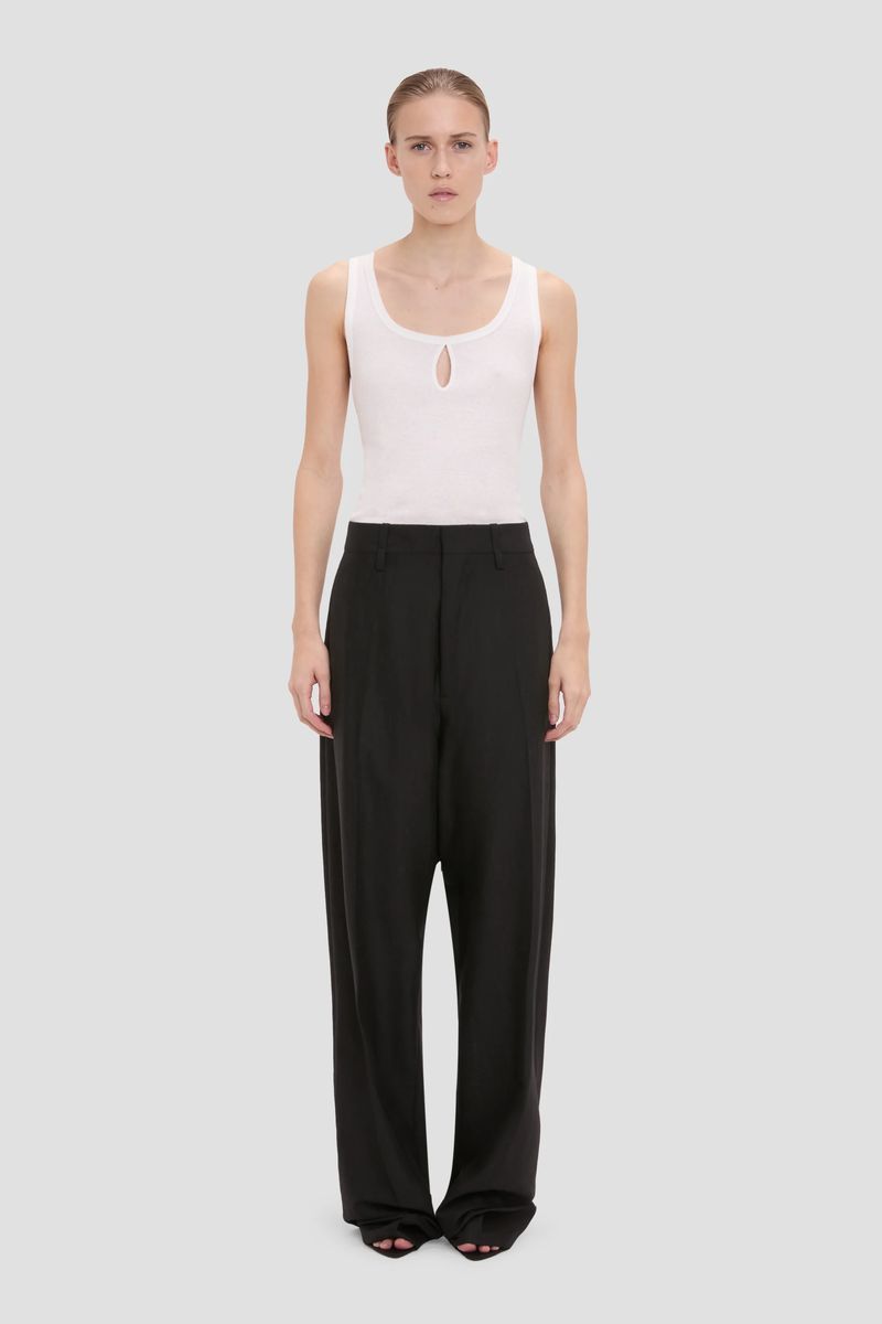 Relaxte Wollhose mit geschwungenem Bein