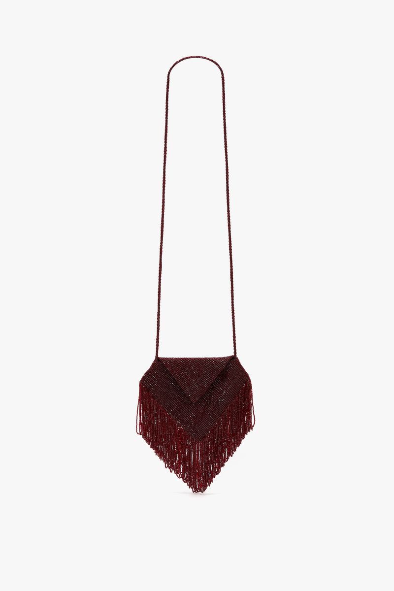 Perlenbesetzte Pouch mit Fransen