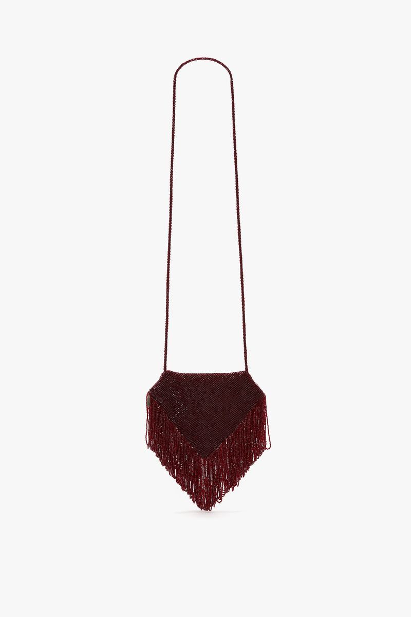 Perlenbesetzte Pouch mit Fransen