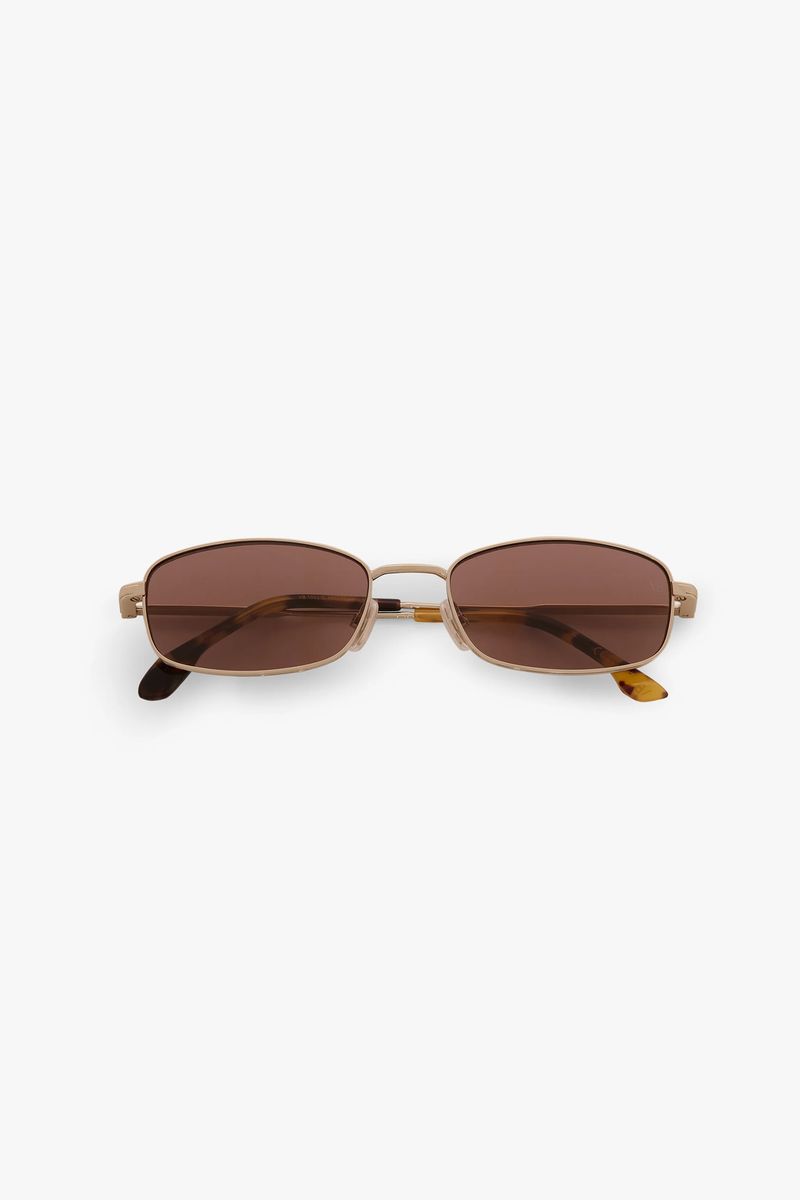 Schmale rechteckige Metall-Sonnenbrille