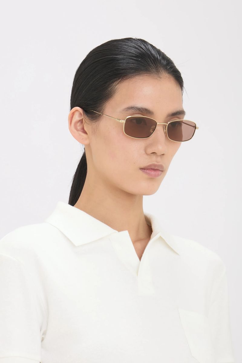 Schmale rechteckige Metall-Sonnenbrille