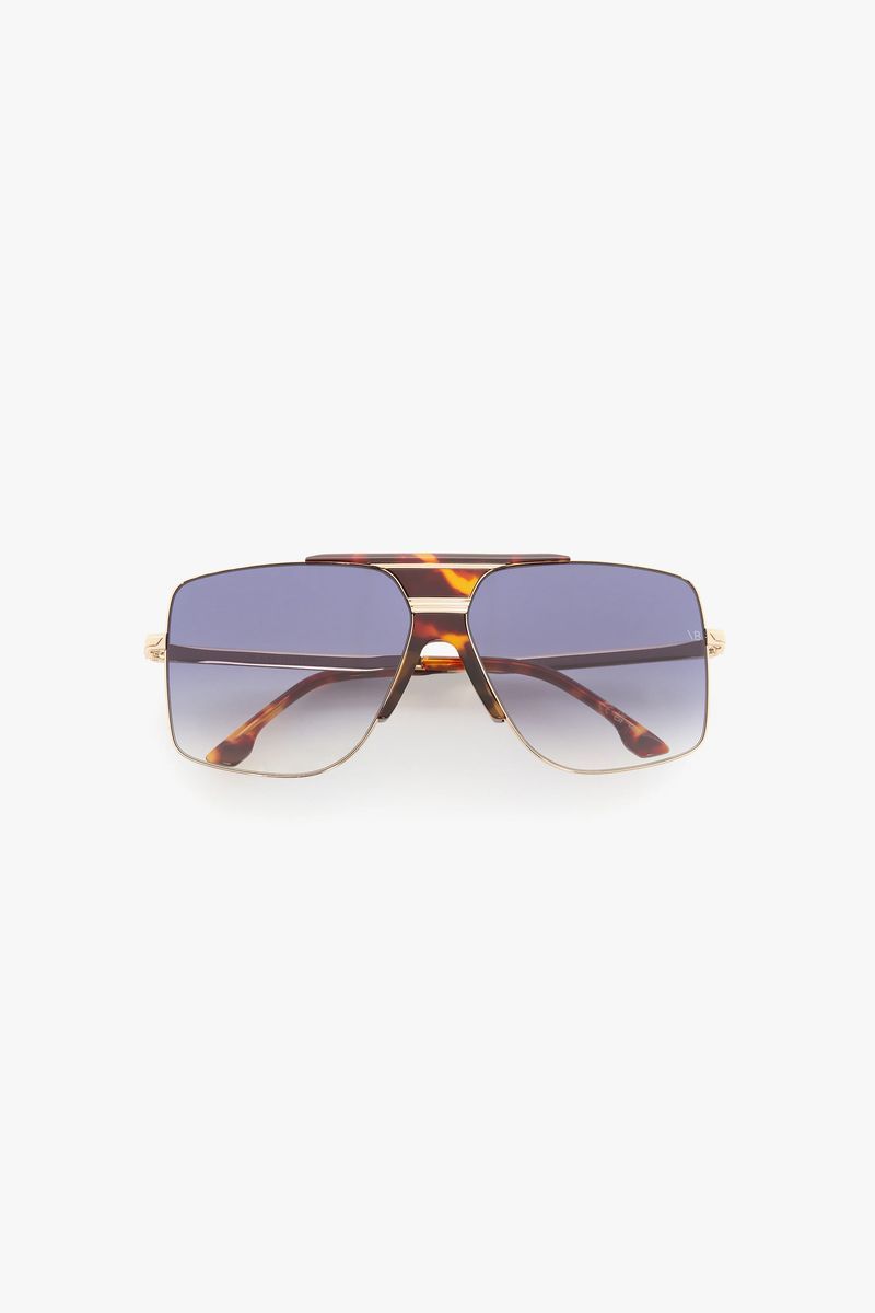 Übergroße Quadratische Pilotenbrille aus Metall