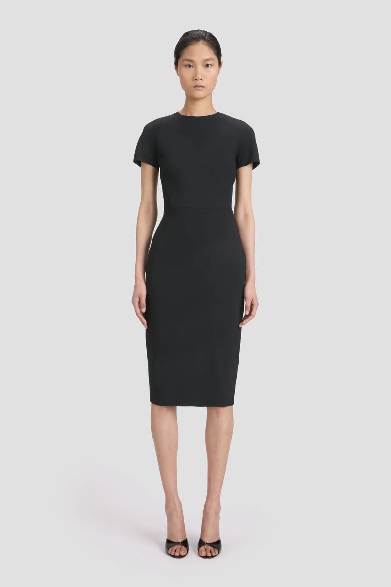Körpernahes Midi-Kleid aus Wollkrepp