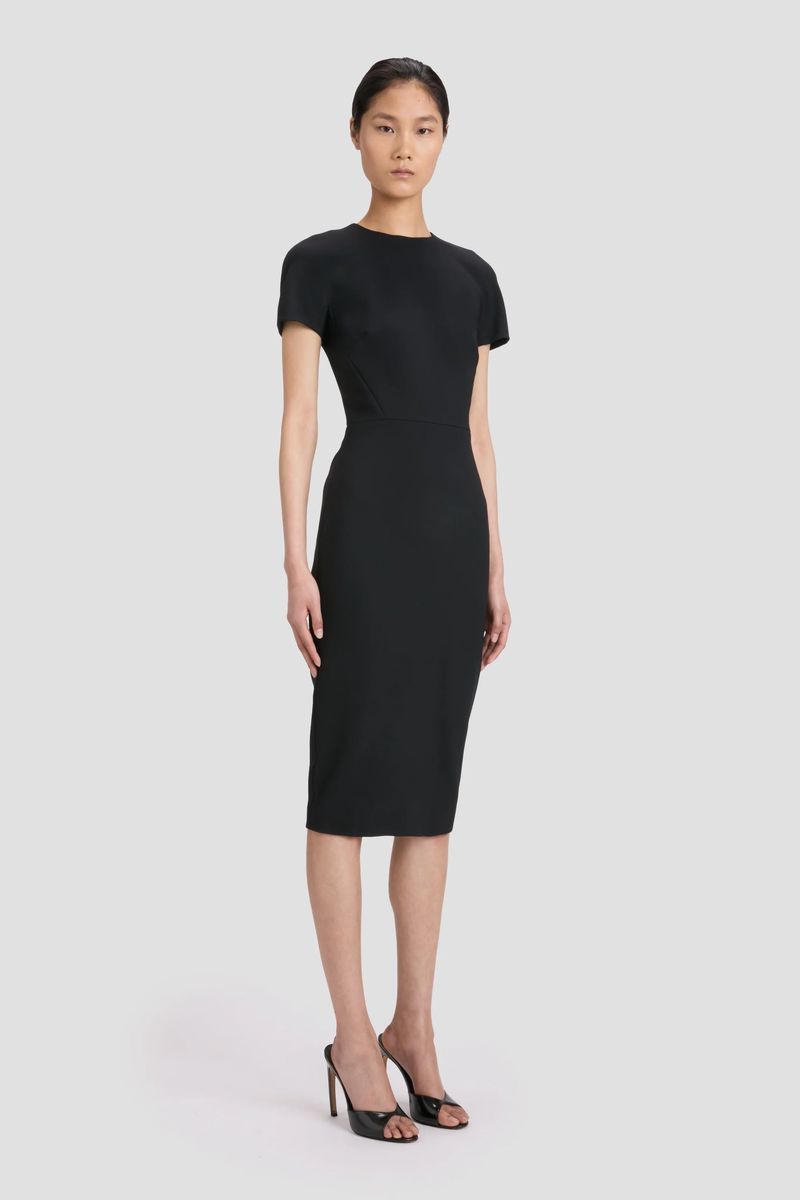 Körpernahes Midi-Kleid aus Wollkrepp