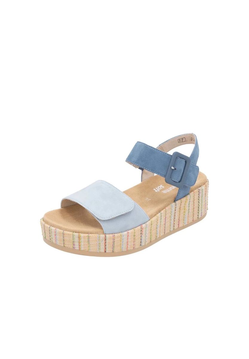 Zweifarbige Plateau-Sandalen aus Nubukleder