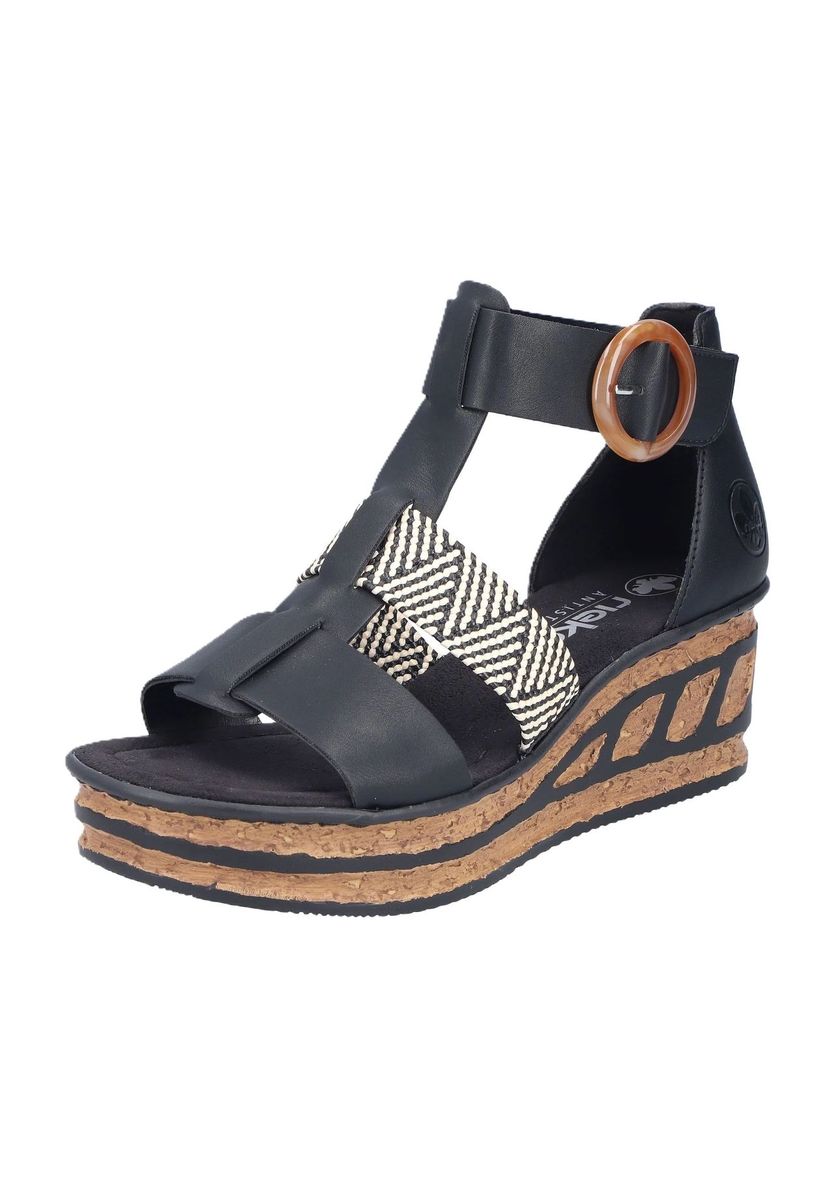 Keilplateau-Sandalen mit geometrischem Muster