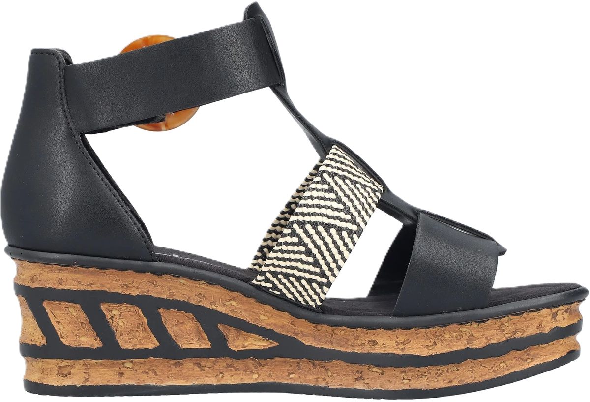 Keilplateau-Sandalen mit geometrischem Muster