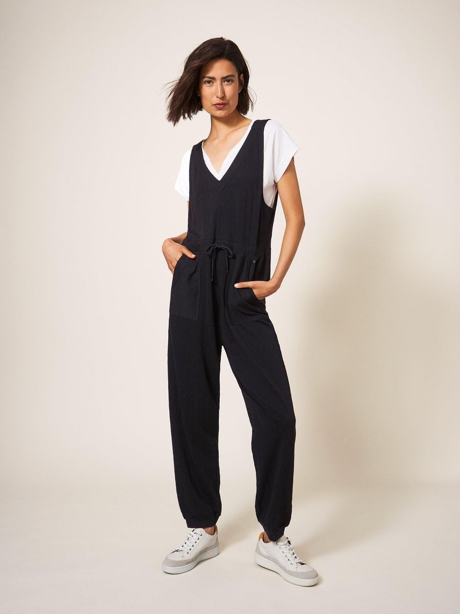 Lockerer Ärmelloser Jumpsuit mit Kordelzug