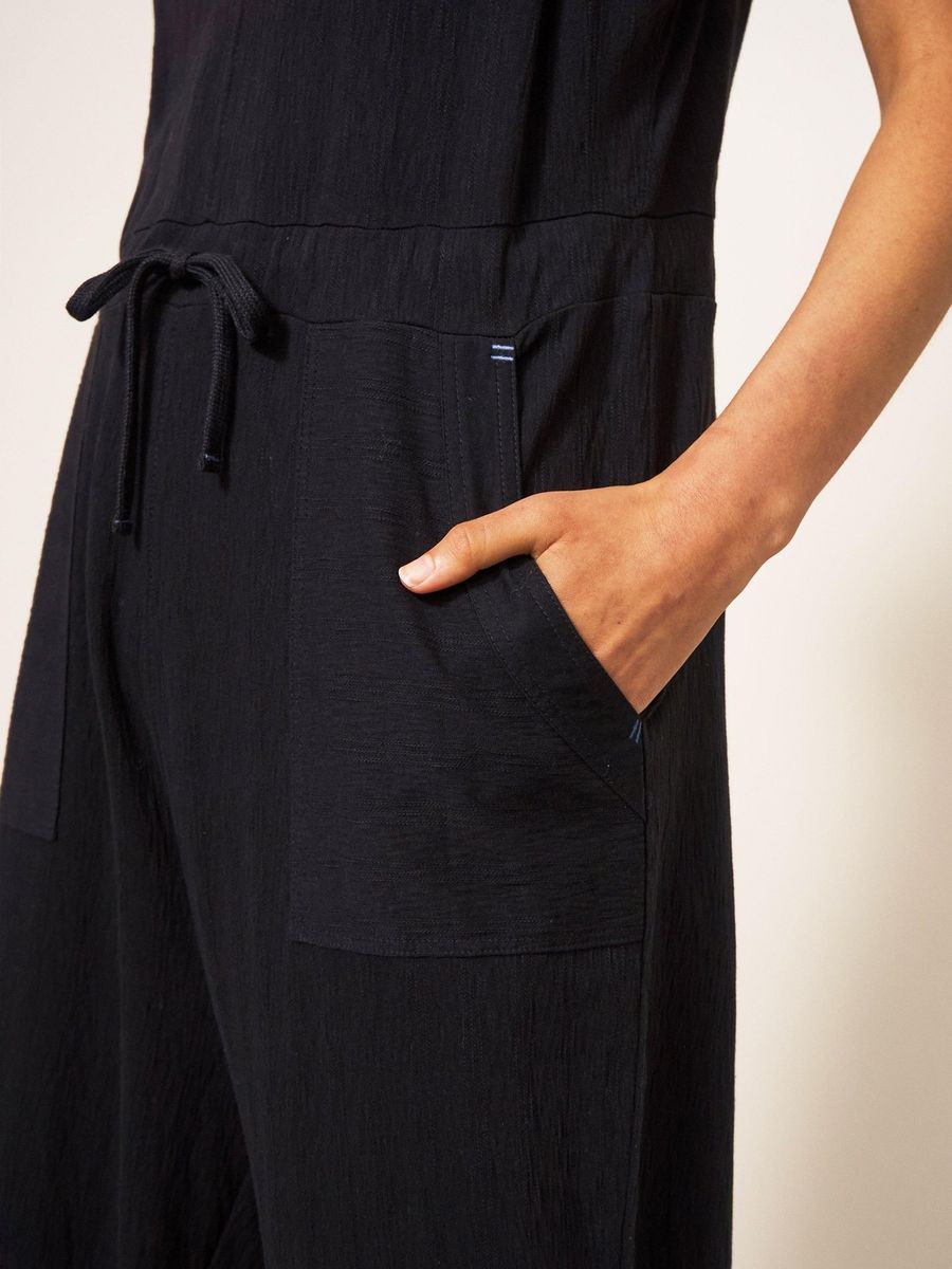 Lockerer Ärmelloser Jumpsuit mit Kordelzug
