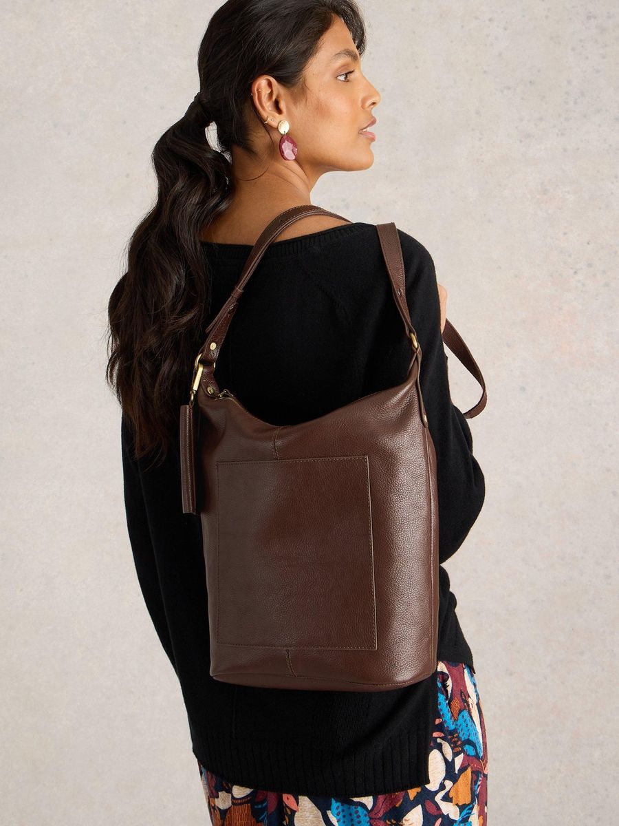 Vielseitige Crossbody-Tasche aus Narbenleder