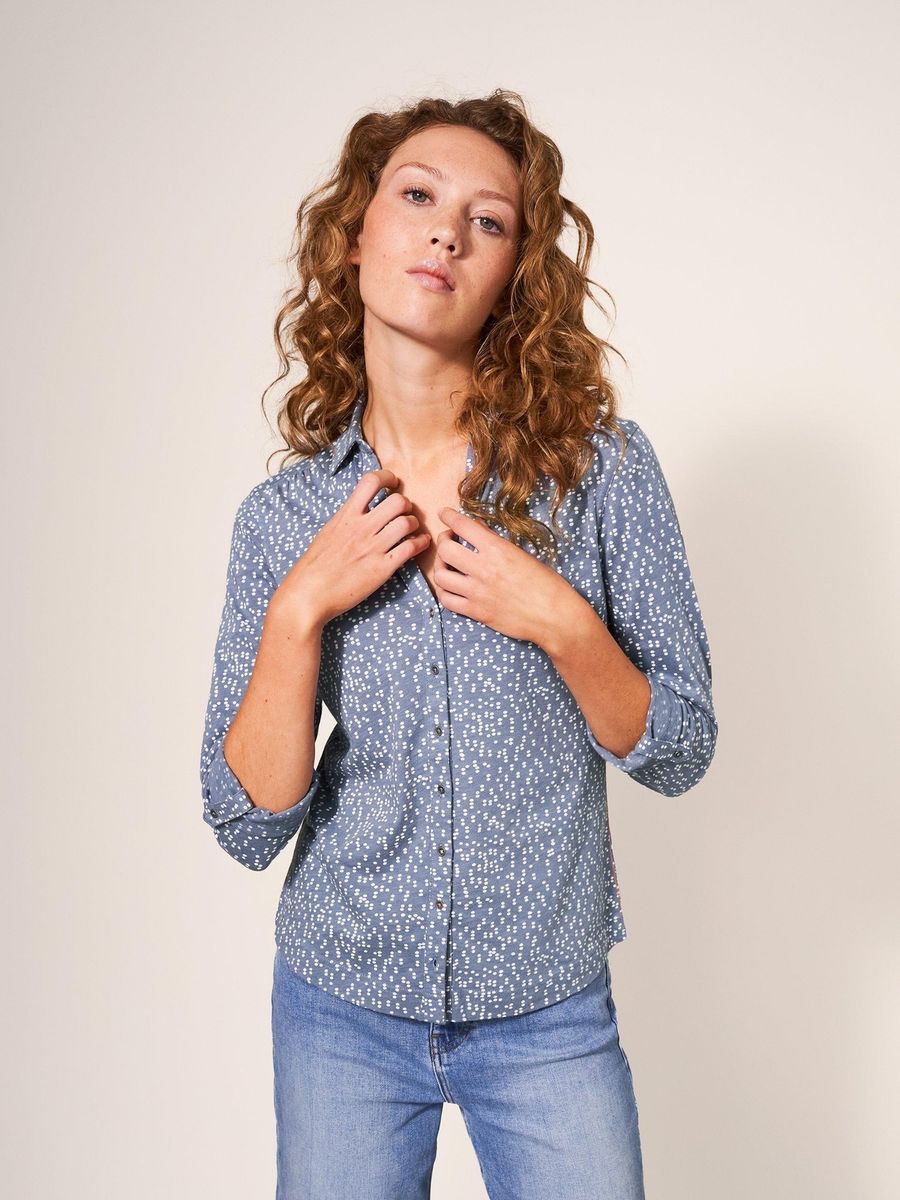 Feminine bedruckte Jerseybluse aus Baumwolle