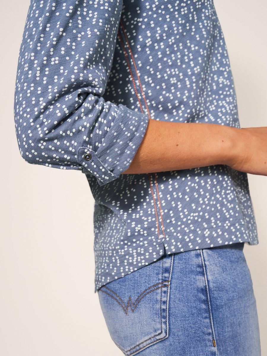 Feminine bedruckte Jerseybluse aus Baumwolle