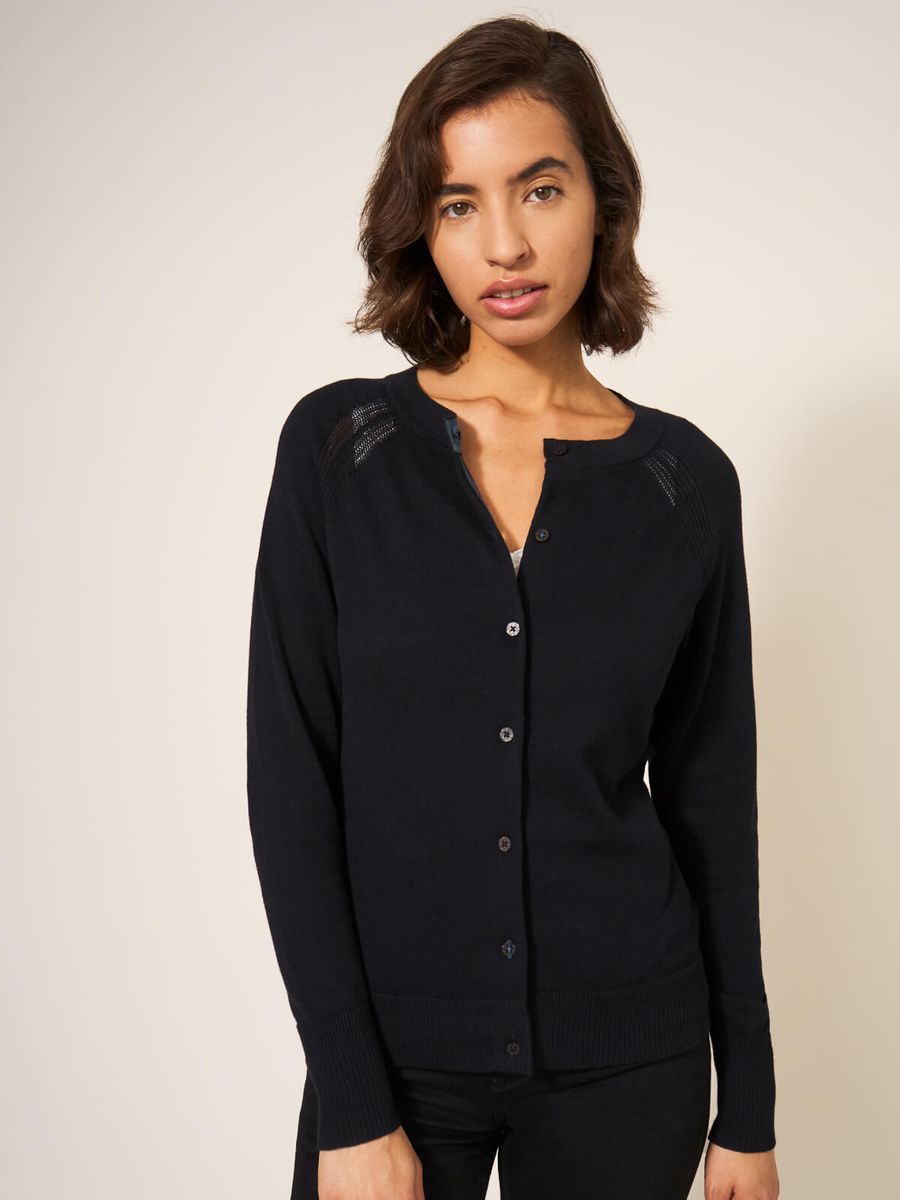 Feinstrick-Cardigan mit Rundhalsausschnitt