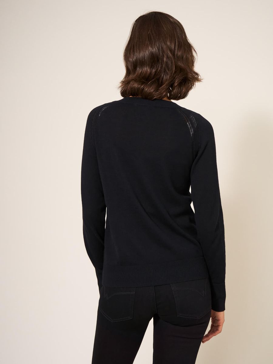 Feinstrick-Cardigan mit Rundhalsausschnitt